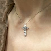 Λευκόχρυσος Σταυρός με διαμάντια 0.21ct και αλυσίδα στα 18 καράτια. PD2638